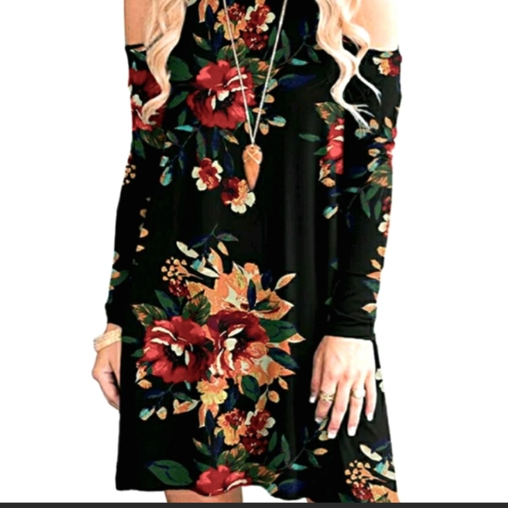 Boho Floral Mini Tunic Dress - Picture 2 of 3